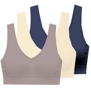 Delta Burke Seamless Padded Jacquard Comfort Bra w/Removable Pads-3-Pack